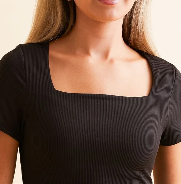 NEW Buckle BLACK Shaping & Smoothing Black Ribbed Crop Top Sz XL NWT Contour - Picture 3 of 7